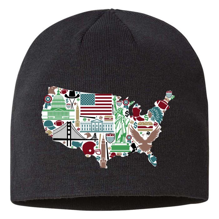 Retro USA State Map of America Sustainable Beanie