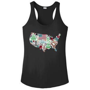 Retro USA State Map of America Ladies PosiCharge Competitor Racerback Tank