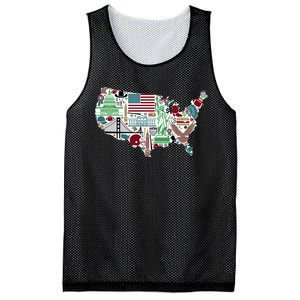 Retro USA State Map of America Mesh Reversible Basketball Jersey Tank