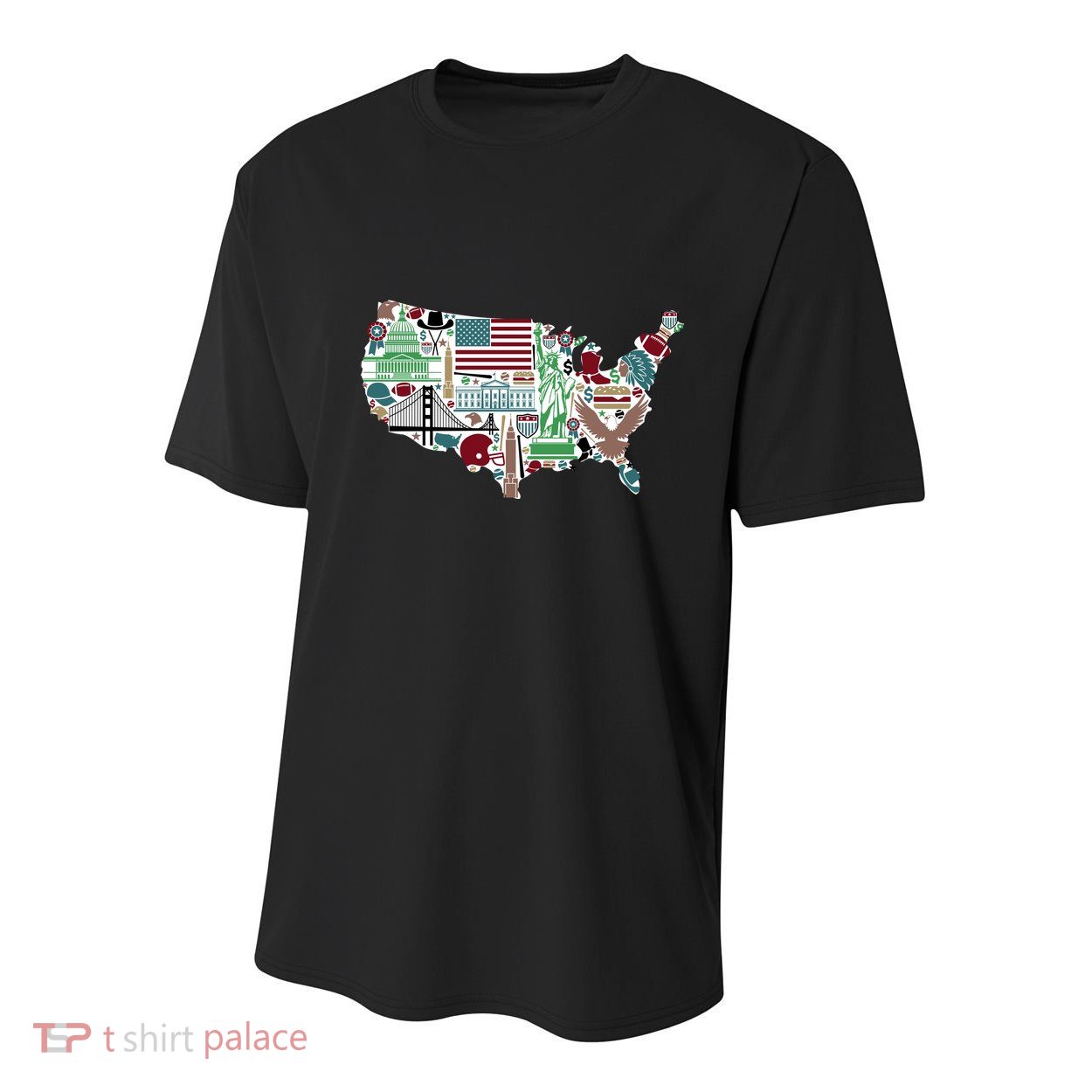 Retro USA State Map of America Youth Performance Sprint T-Shirt