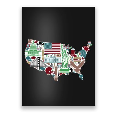 Retro USA State Map of America Poster