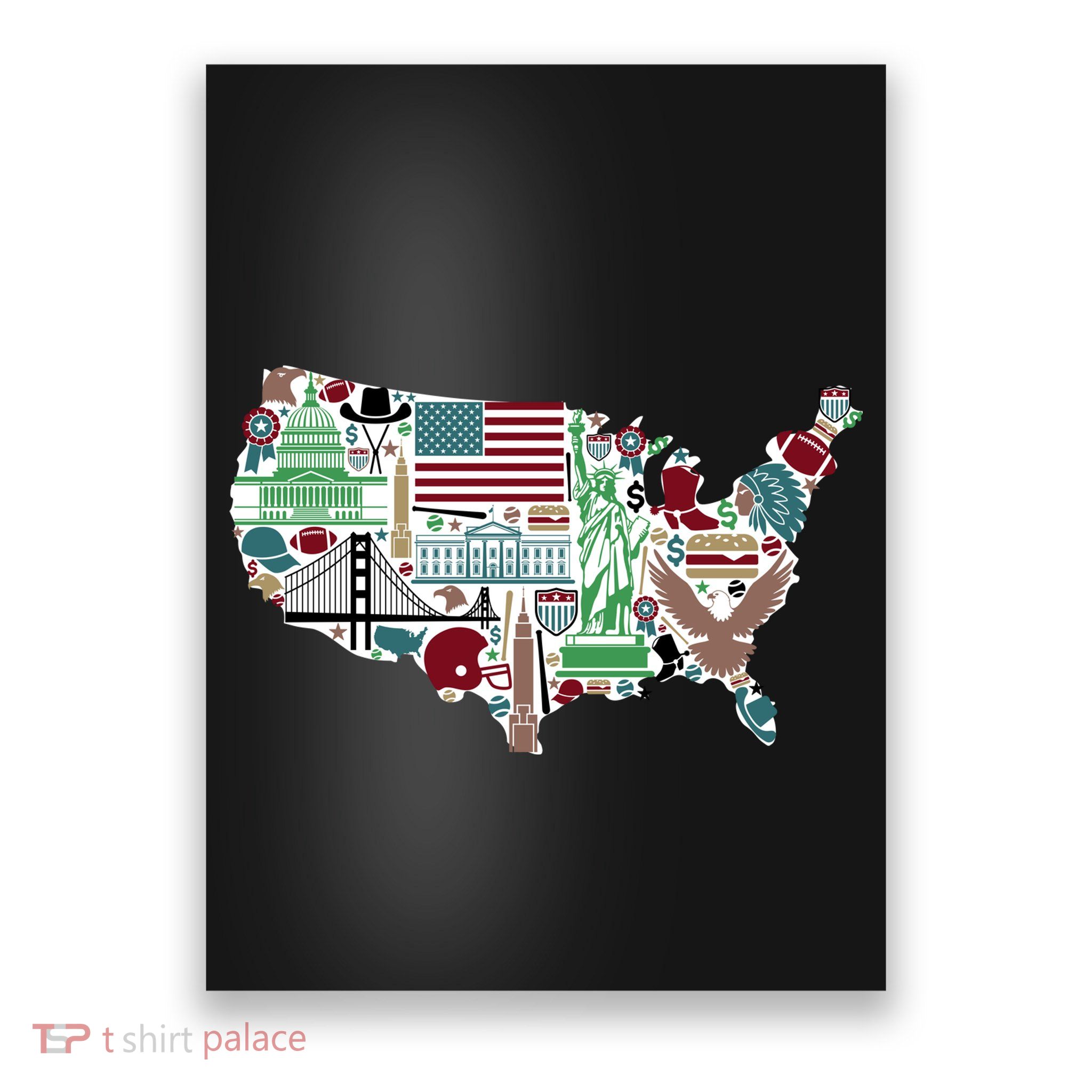 Retro USA State Map of America Poster
