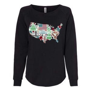 Retro USA State Map of America Womens California Wash Sweatshirt