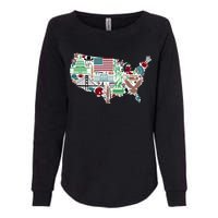 Retro USA State Map of America Womens California Wash Sweatshirt