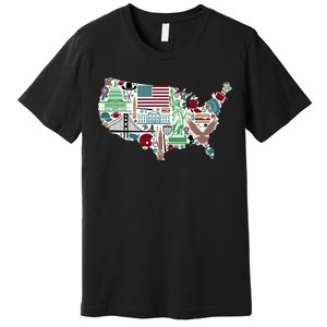 Retro USA State Map of America Premium T-Shirt