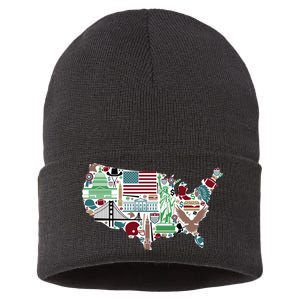 Retro USA State Map of America Sustainable Knit Beanie