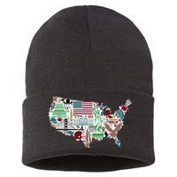 Retro USA State Map of America Sustainable Knit Beanie