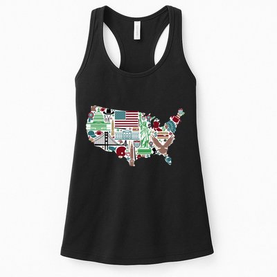 Retro USA State Map of America Womens Tank Top