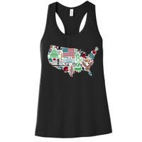 Retro USA State Map of America Women's Racerback Tank