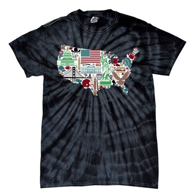 Retro USA State Map of America Tie-Dye T-Shirt