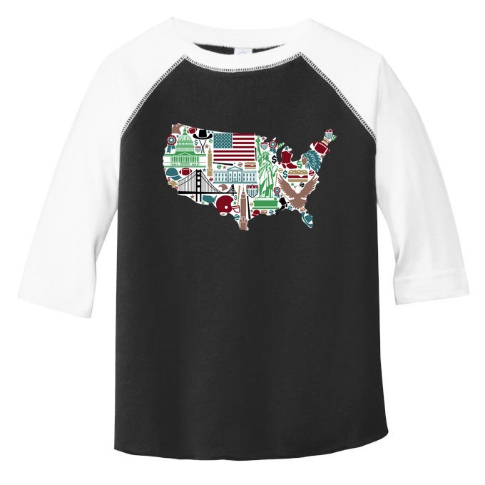 Retro USA State Map of America Toddler Fine Jersey T-Shirt