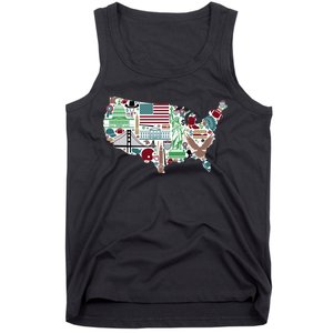 Retro USA State Map of America Tank Top