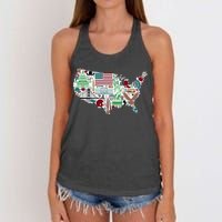 Retro USA State Map of America Women's Knotted Racerback Tank