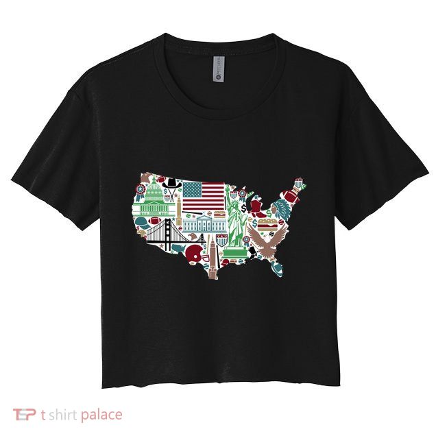 Retro USA State Map of America Crop Top