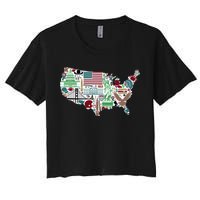 Retro USA State Map of America Women's Crop Top Tee