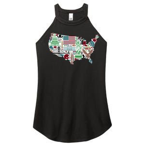 Retro USA State Map of America Women's Perfect Tri Rocker Tank