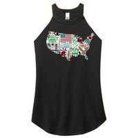 Retro USA State Map of America Women's Perfect Tri Rocker Tank