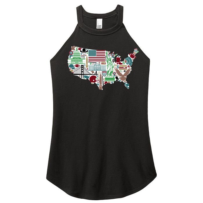 Retro USA State Map of America Women's Perfect Tri Rocker Tank