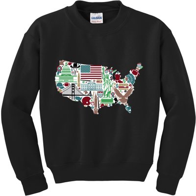 Retro USA State Map of America Kids Sweatshirt