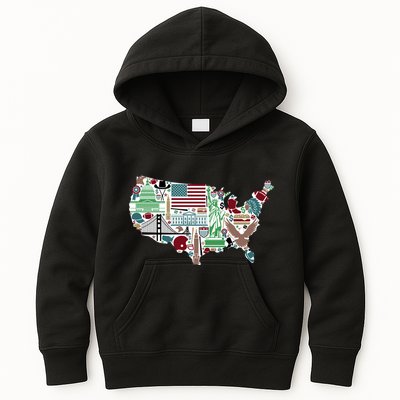 Retro USA State Map of America Kids Hoodie