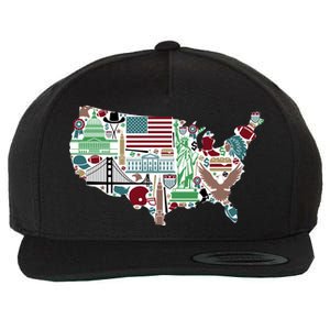 Retro USA State Map of America Wool Snapback Cap