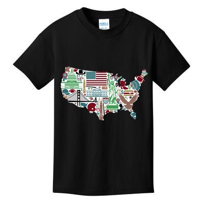 Retro USA State Map of America Kids T-Shirt