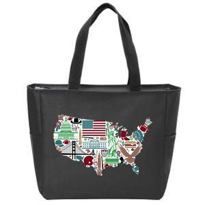 Retro USA State Map of America Zip Tote Bag