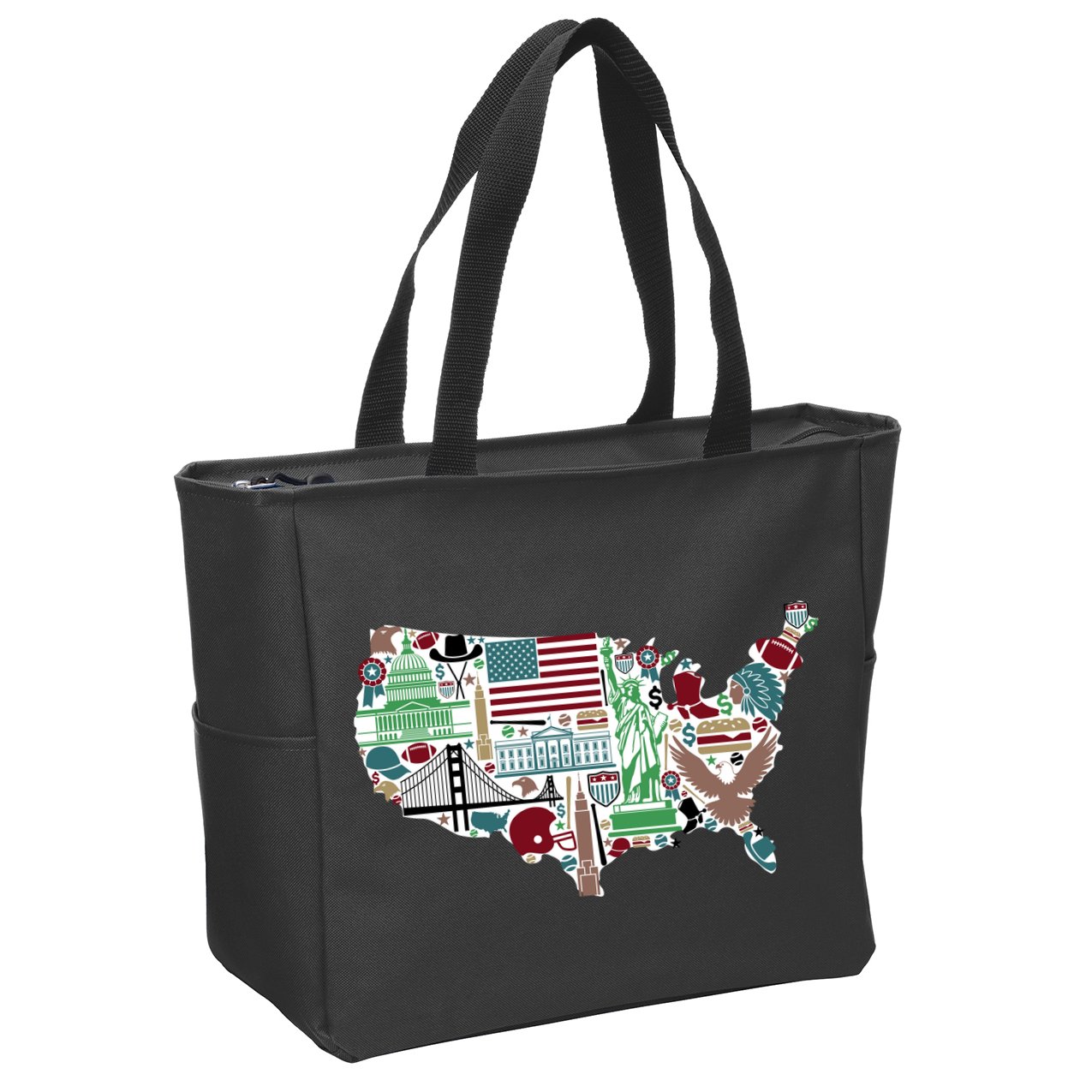 Retro USA State Map of America Zip Tote Bag