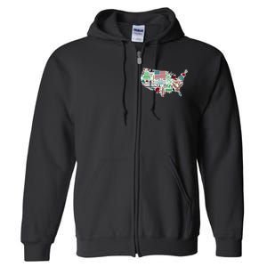 Retro USA State Map of America Full Zip Hoodie