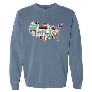 Retro USA State Map of America Garment-Dyed Sweatshirt