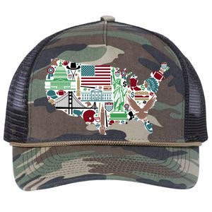 Retro USA State Map of America Retro Rope Trucker Hat Cap