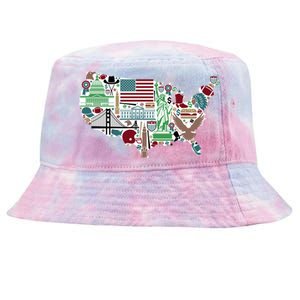 Retro USA State Map of America Tie-Dyed Bucket Hat