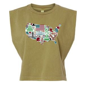 Retro USA State Map of America Garment-Dyed Women's Muscle Tee