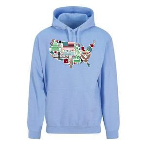 Retro USA State Map of America Unisex Surf Hoodie