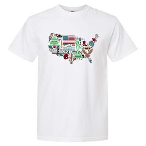 Retro USA State Map of America Garment-Dyed Heavyweight T-Shirt