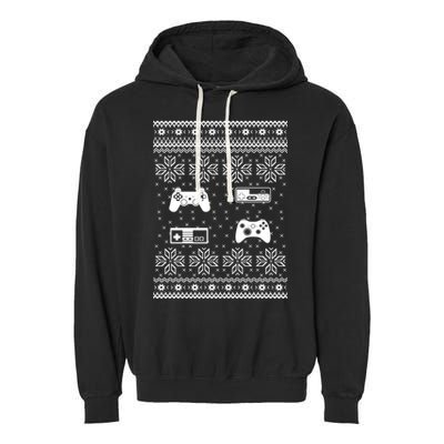 Retro Video Game Ugly Christmas Garment-Dyed Fleece Hoodie