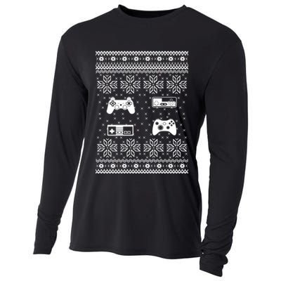 Retro Video Game Ugly Christmas Cooling Performance Long Sleeve Crew