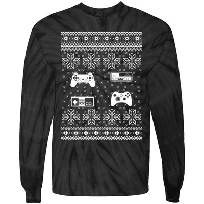 Retro Video Game Ugly Christmas Tie-Dye Long Sleeve Shirt