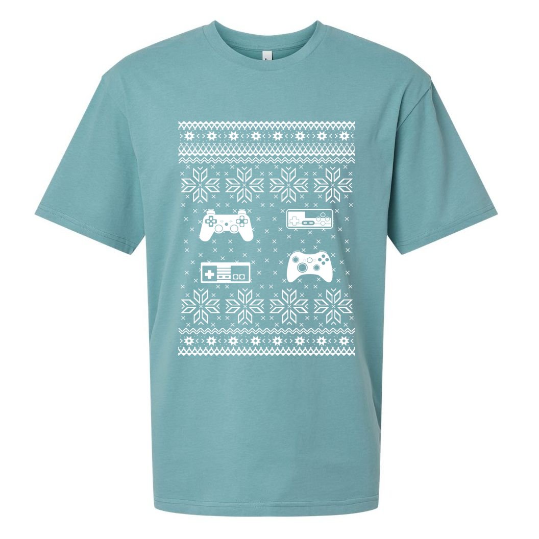 Retro Video Game Ugly Christmas Sueded Cloud Jersey T-Shirt