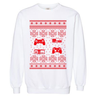 Retro Video Game Ugly Christmas Garment-Dyed Sweatshirt