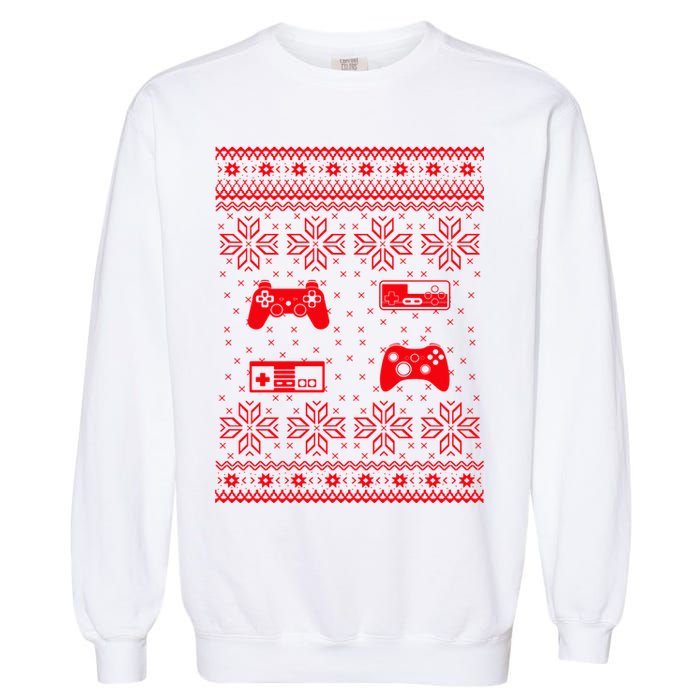 Retro Video Game Ugly Christmas Garment-Dyed Sweatshirt