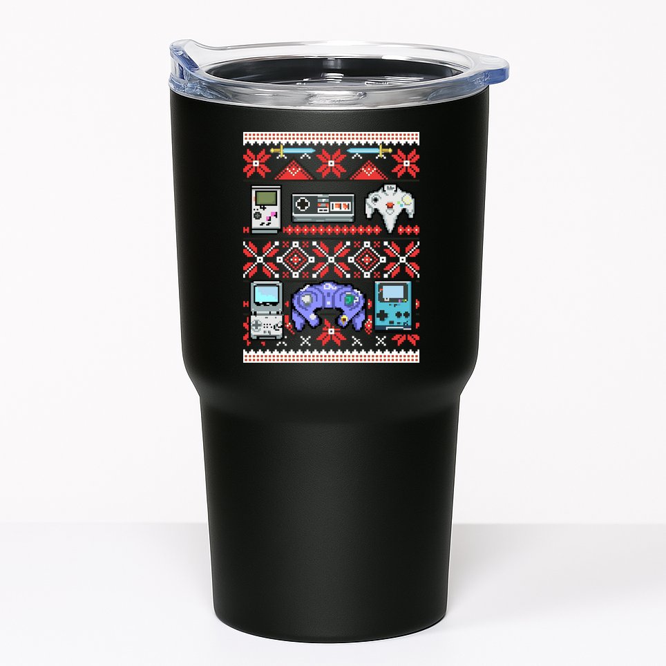Retro Video Games Ugly Christmas Sweater Tumbler