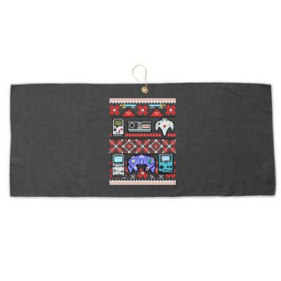 Retro Video Games Ugly Christmas Sweater Large Microfiber Waffle Golf Towel