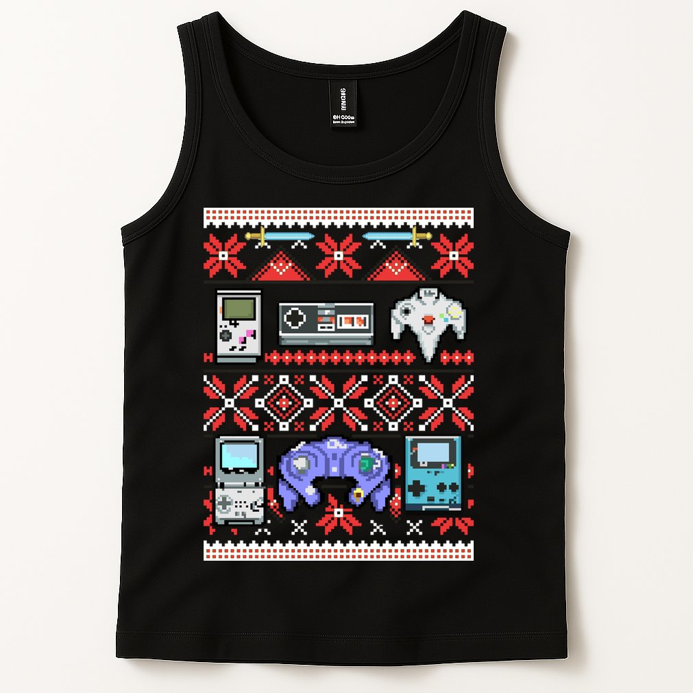 Retro Video Games Ugly Christmas Sweater Tank Top