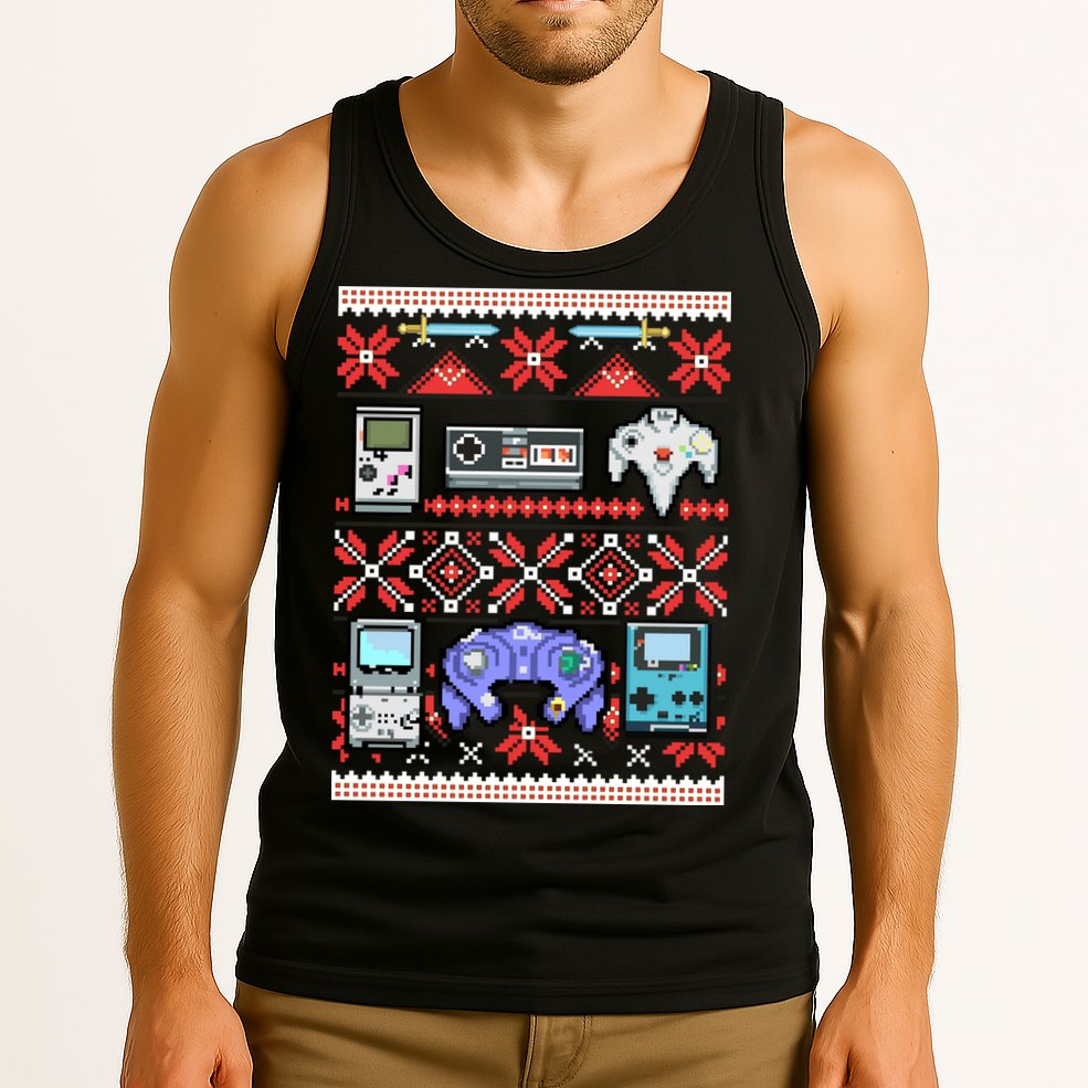 Retro Video Games Ugly Christmas Sweater Tank Top