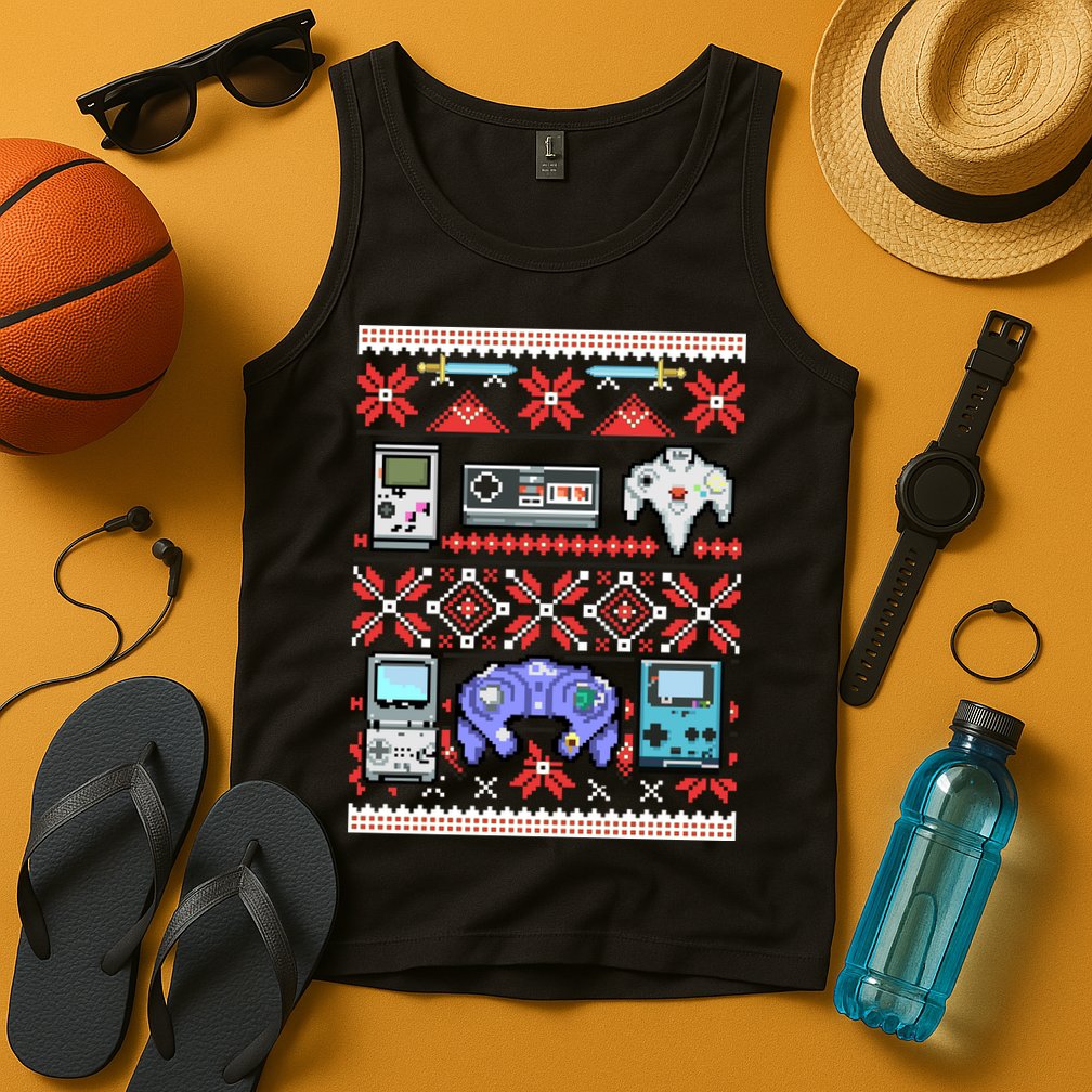 Retro Video Games Ugly Christmas Sweater Tank Top
