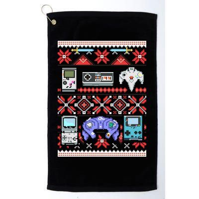 Retro Video Games Ugly Christmas Sweater Golf Towel