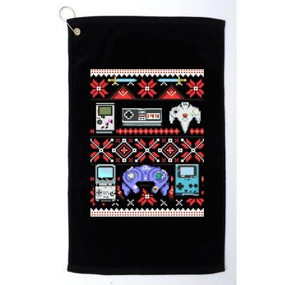 Retro Video Games Ugly Christmas Sweater Platinum Collection Golf Towel