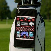 Retro Video Games Ugly Christmas Sweater Golf Towel
