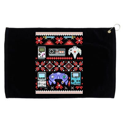 Retro Video Games Ugly Christmas Sweater Grommeted Golf Towel